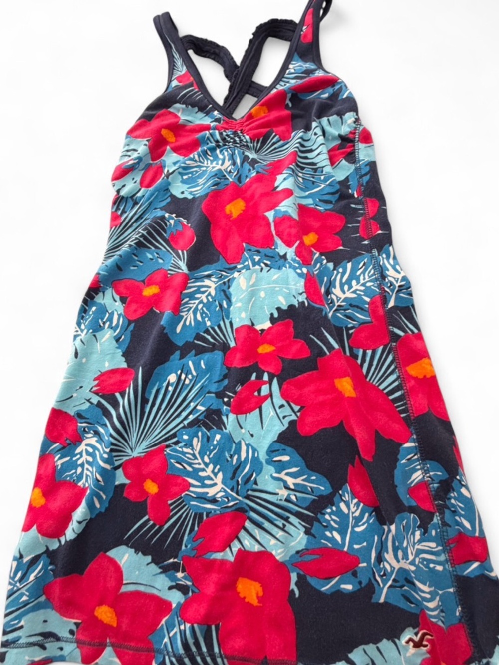 Hollister Tropical Floral Mini Dress with Bird Hit